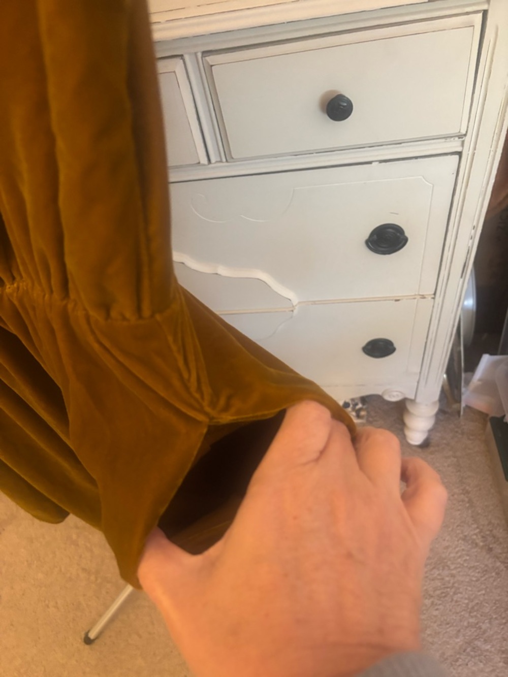 GAP Mustard Yellow Velvet Short-Sleeve Dress - Picture 4 of 6